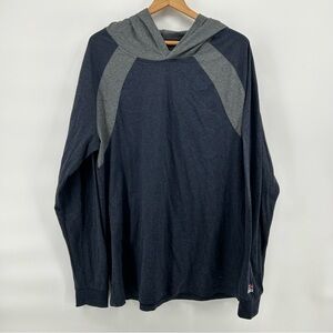 BOCOMAL FR Flame Resistant Hooded Work Shirt Size L CAT 1 Gray Navy Blue NWOT